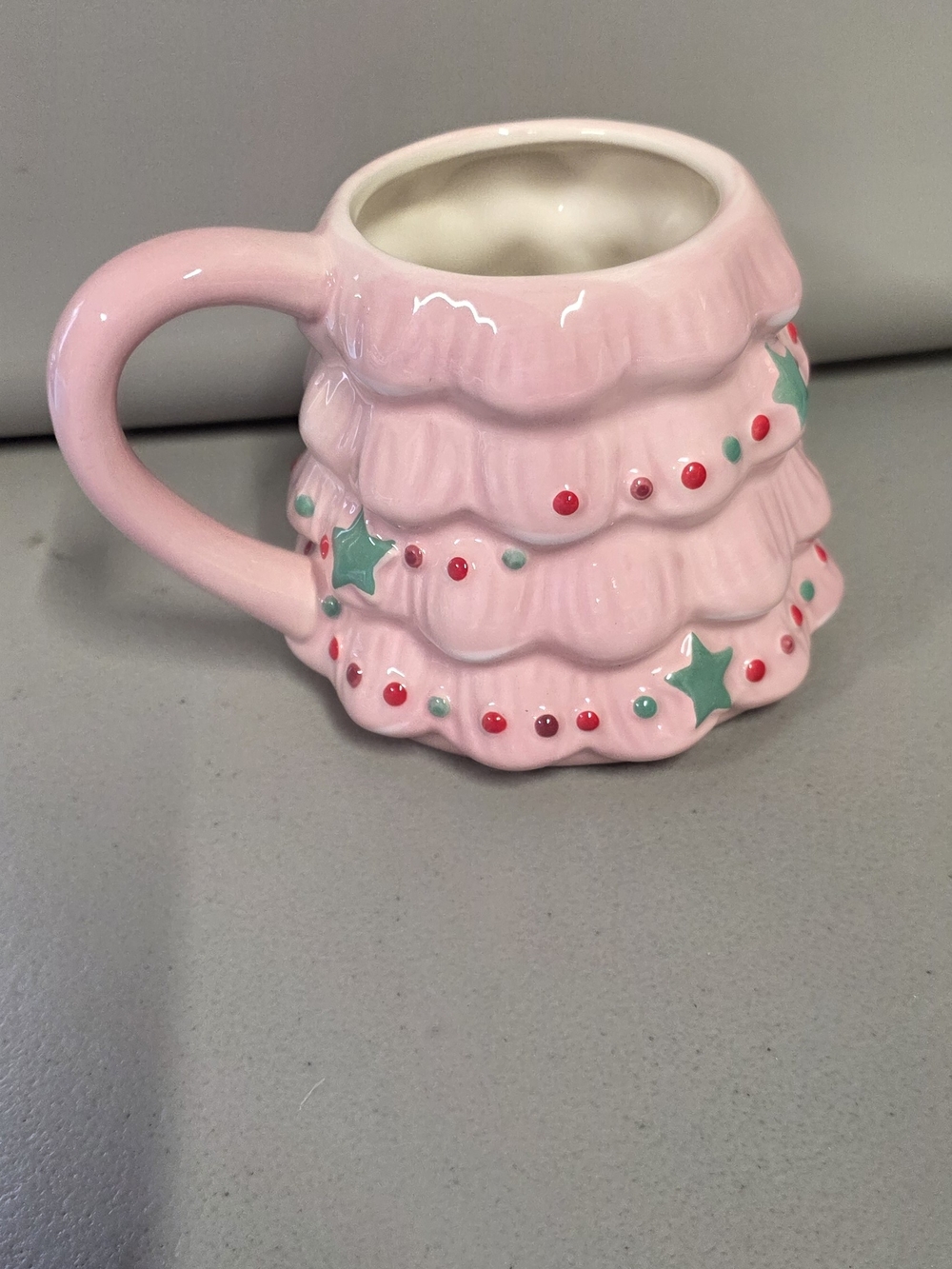 Pink Ceramic Festive Layered Mug with Star Accents